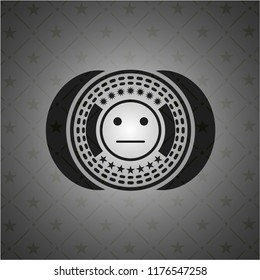 serious face icon inside black badge