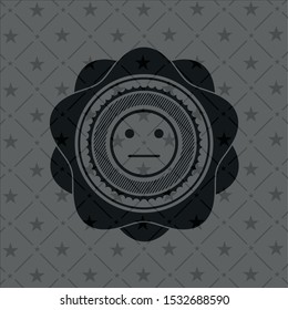 serious face icon inside black emblem. Vintage.