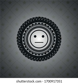 serious face icon inside black emblem. Vintage.