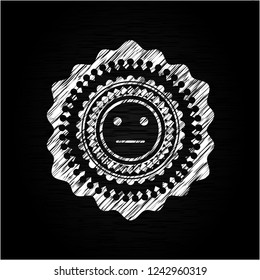 serious face icon inside chalk emblem