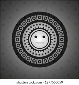 serious face icon inside dark emblem. Retro