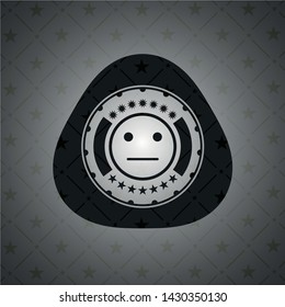 serious face icon inside dark emblem. Retro
