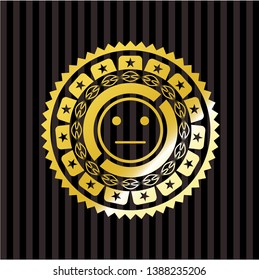 serious face icon inside gold shiny badge