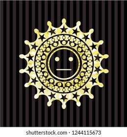 serious face icon inside golden badge or emblem