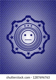 serious face icon inside jean background