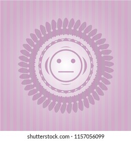 serious face icon inside pink emblem