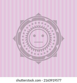 serious face icon inside pink emblem. Vintage. Vector design. 