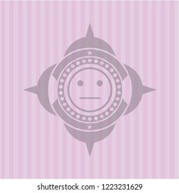 serious face icon inside retro pink emblem