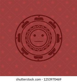 serious face icon inside retro red emblem