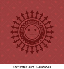 serious face icon inside retro red emblem