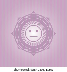 serious face icon inside retro style pink emblem