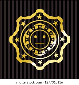 serious face icon inside shiny emblem