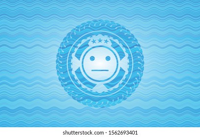 serious face icon inside water representation badge.