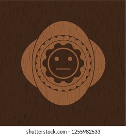 serious face icon inside wood signboards