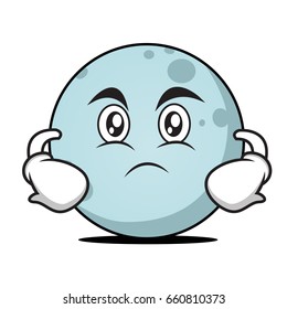 Serious face moon cartoon character vector illustration