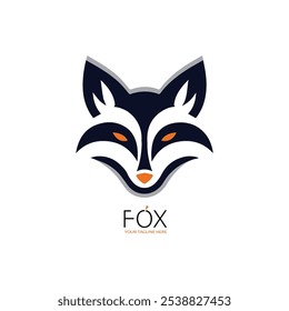 Serious Faced Fox Head Diseño de Logo. Diseño de logotipo de cabeza de lobo simple deportivo.