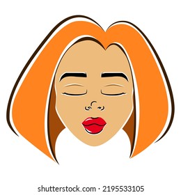 Serious girl with orange hair suitable for sticker
