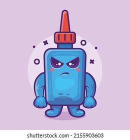 serious glue bottle character mascot with angry expression isolated cartoon in flat style design 