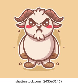 serious goat animal character mascot with angry expression isolated cartoon