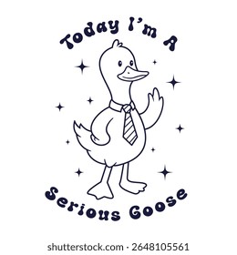 Serious Goose in Office Tie – Professional Cartoon Animal Mascot Illustration