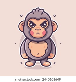 serious gorilla animal character mascot with angry expression isolated cartoon