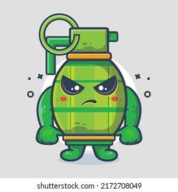 serious grenade weapon character mascot with angry expression isolated cartoon in flat style design
