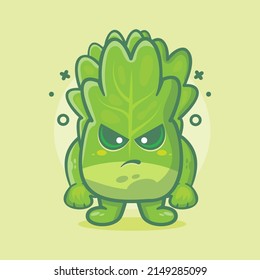 serious lettuce vegetable character mascot with angry expression isolated cartoon in flat style design