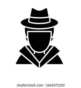 Serious man black icon, concept illustration, vector flat symbol, glyph sign.