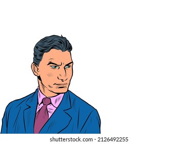 ein seriöser Mann ist ein Geschäftsmann, ein solider Führer, ein Manager in einem Anzug. Pop Art Retro Vektor Illustration 50s 60s Kitsch Vintage Style