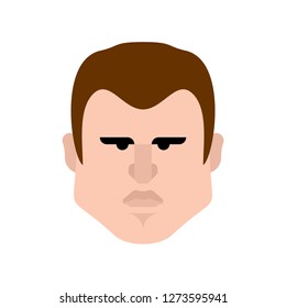 Serious man face. Severe guy head. Vector illustration
