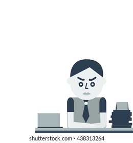 Serious man at office .Think about something
