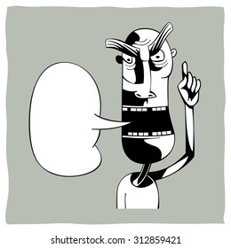 Serious man pointing at something and speaking violently
