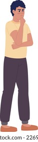 Serious man trying to solve problem semi flat color vector character. Editable figure. Full body person on white. Simple cartoon style spot illustration for web graphic design and animation