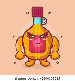 serious maple syrup bottle character mascot angry gesture isolated cartoon in flat style design 