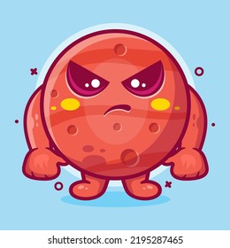 serious Mars planet character mascot with angry expression isolated cartoon in flat style design