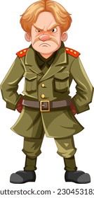 Serious Military Officer with Grumpy Expression illustration