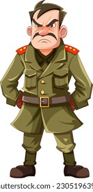 Serious Military Officer with Grumpy Expression illustration