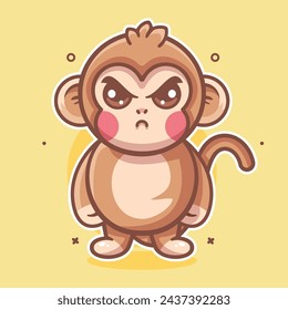 serious monkey animal character mascot with angry expression isolated cartoon