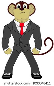 serious monkey in a suit with a tie