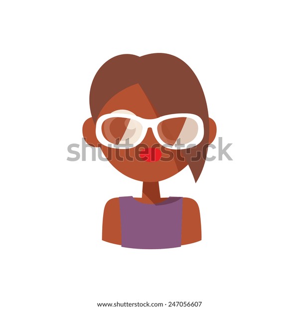 Serious Mulatto Young Lady Character Purple Stock Vector Royalty