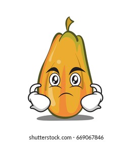 Serious papaya cartoon character design vector illustration