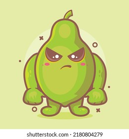 serious papaya fruit character mascot with angry expression isolated cartoon in flat style design