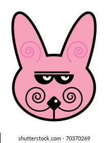 Serious rabbit, vector illustration