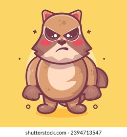 serious raccoon animal character mascot with an angry expression isolated cartoon