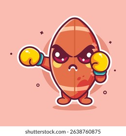 serious rugby ball character mascot playing boxing sport isolated cartoon