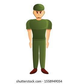 Serious soldier icon. Cartoon of serious soldier vector icon for web design isolated on white background