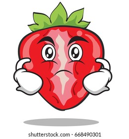 Serious strawberry character cartoon style vector illustration