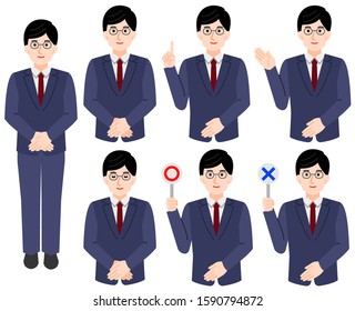 Serious suit man simple illustration
