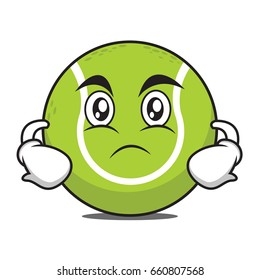 Serious tennis ball cartoon character vector illustration