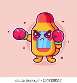 serious thermometer character mascot playing boxing sport isolated cartoon